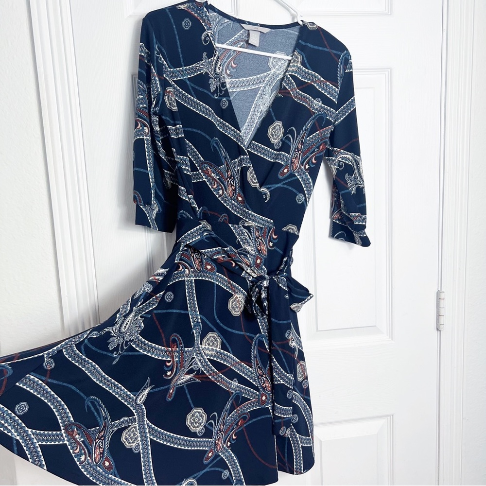 H&M | Paisley Print Blue Dress- Size XS